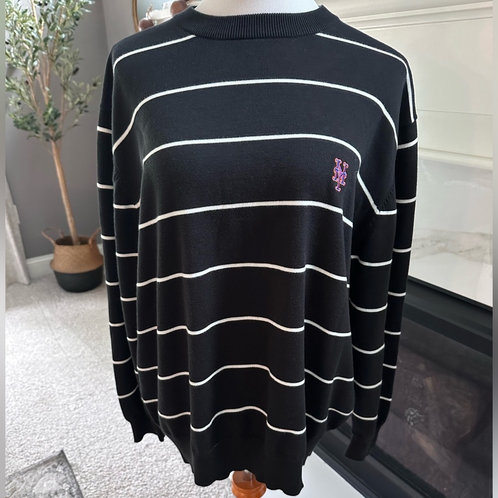 NY New York Mets Men’s Striped Sweater Size Large